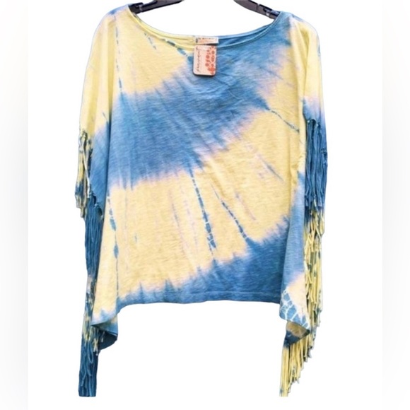 Free People Tops - Free People Movement tie dyed boho fringe poncho style top